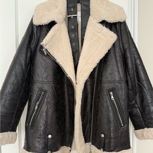 Avec Les Filles Black and Cream Teddy Jacket